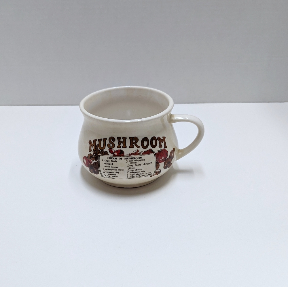 Vintage 70s Mushroom Soup Recipe Ceramic Mug